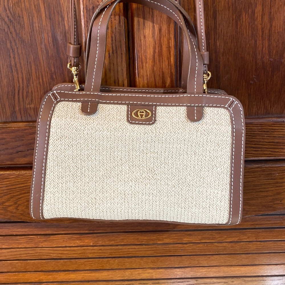 ETIENNE AIGNER mini straw basket handbag.